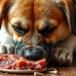 dog eating raw food